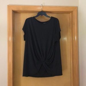 Black, tied, short sleeve shirt